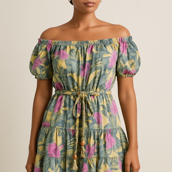 Cynthia Rowley Dresses & Skirts - 🌴 Cynthia Rowley Tropical Off Shoulder Mini Dress Size Small